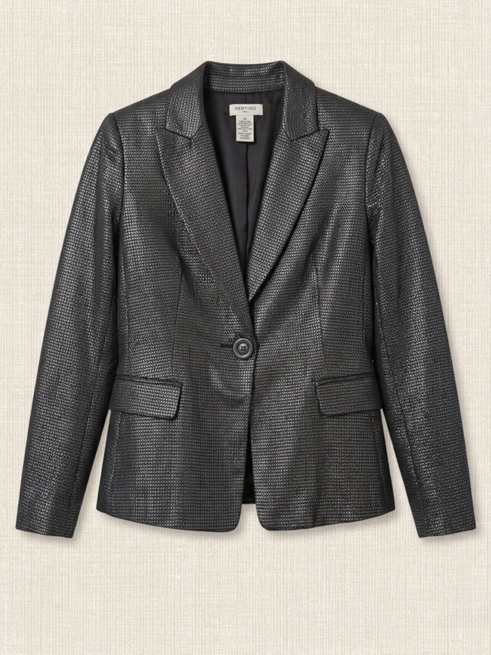 Vertigo Paris Metallic Charcoal Single-Button Blazer